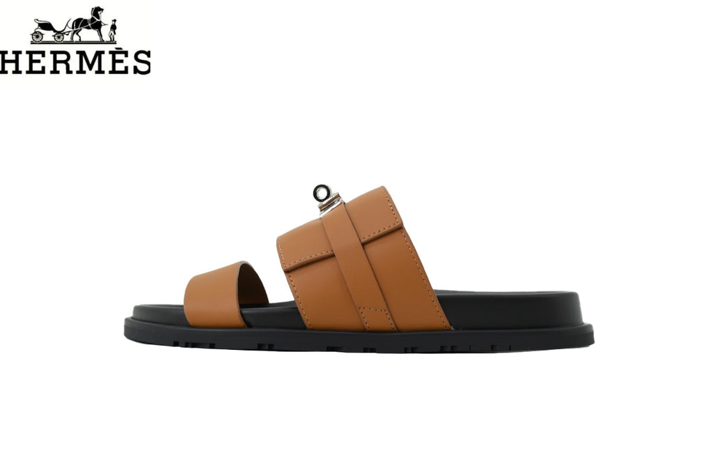 Hermès Empire Series Double Strap Slide Sandals "Tan"