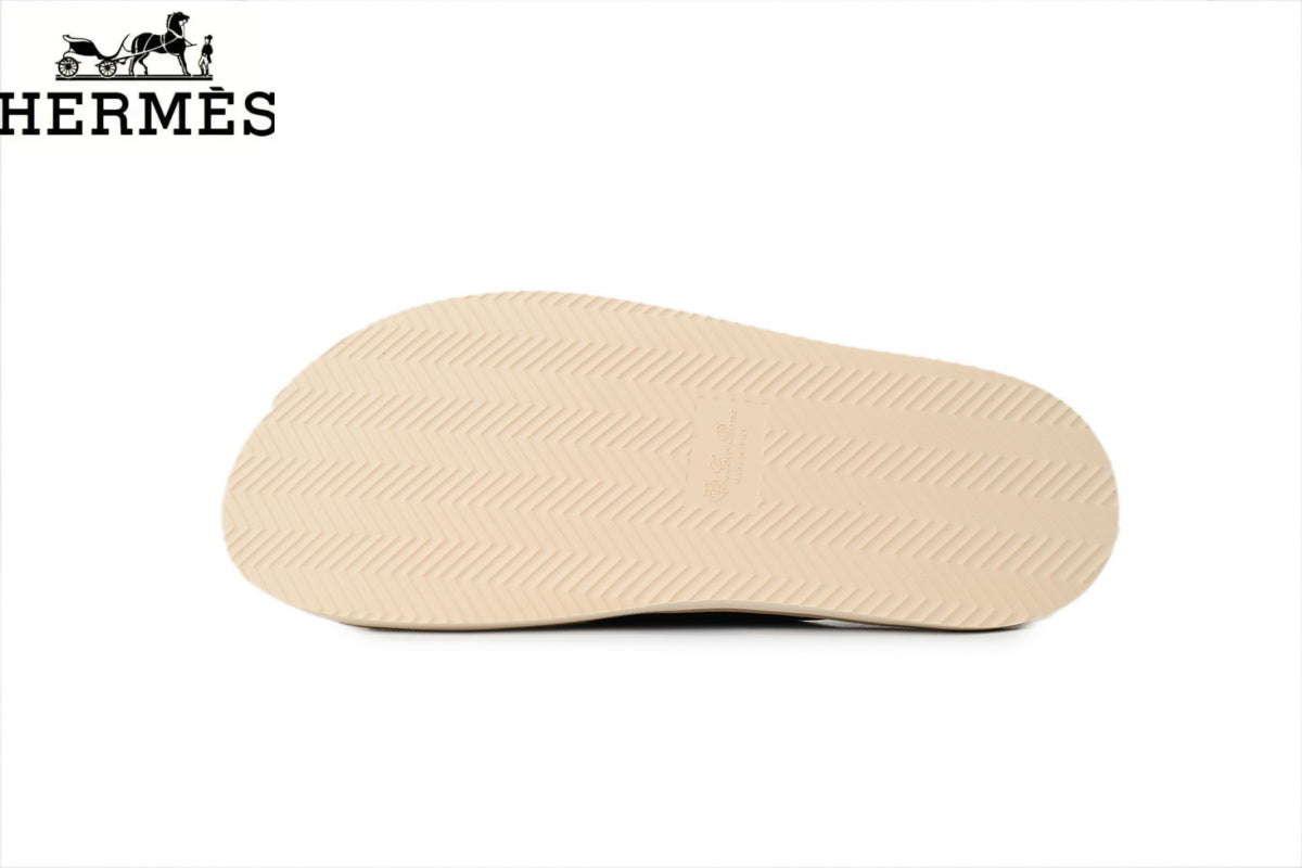 Loro Piana Cross Strap Suede Slide Sandals "Black"