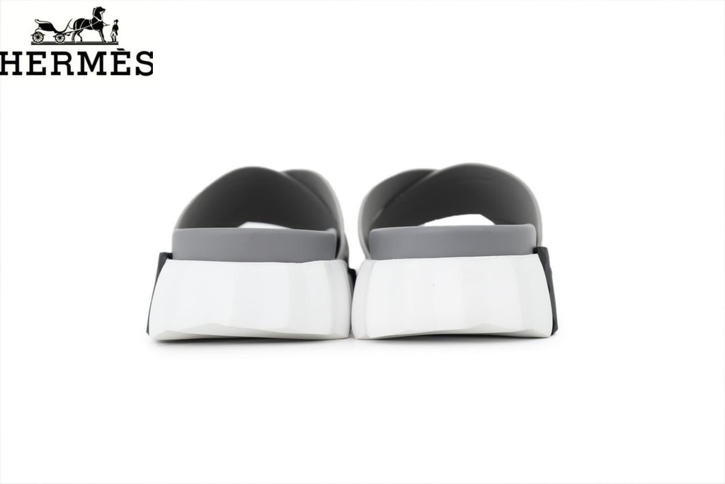 Hermès Cross Strap Thick Sole Men Slide Sandals "Grey"