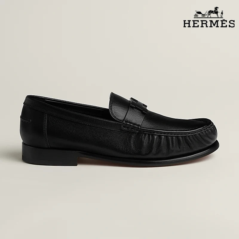 Hermès Karlo Men's Goatskin Loafers，Black Classic Series Men's Shoe Sale / Women's Shoe Sale
