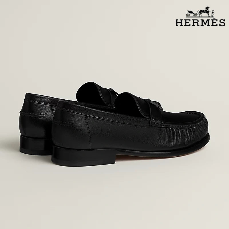 Hermès Karlo Men's Goatskin Loafers，Black Classic Series Men's Shoe Sale / Women's Shoe Sale