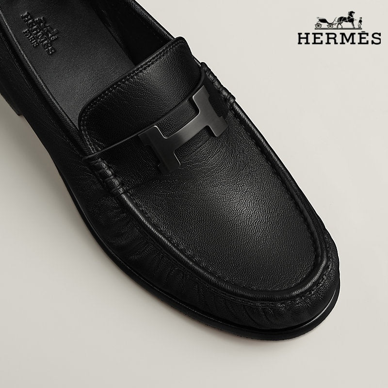 Hermès Karlo Men's Goatskin Loafers，Black Classic Series Men's Shoe Sale / Women's Shoe Sale
