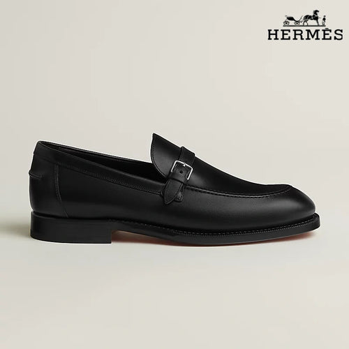 Hermès Lawrence men's black calfskin derby shoes，Black Classic Series Men's Shoe Sale / Women's Shoe Sale