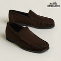 Hermès "Job" Men's Dark Brown Suede Loafers,  Classic Series Men's Shoe Sale / Women's Shoe Sale
