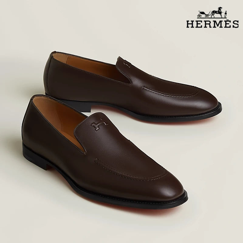 Hermès Newton Men's Dark Brown Calfskin Loafers – Classic Collection – Men's Shoe Sale