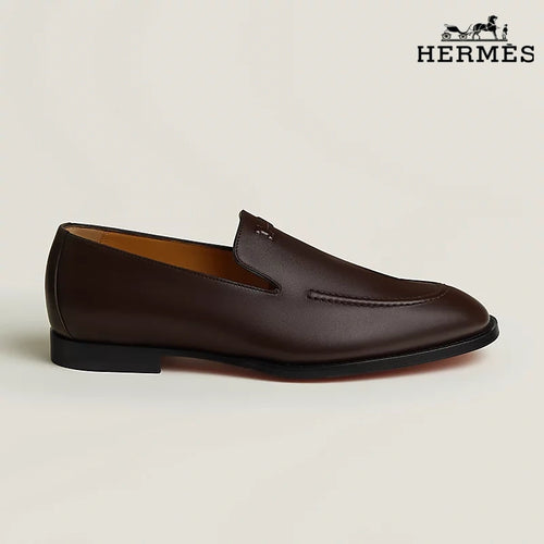 Hermès Newton Men's Dark Brown Calfskin Loafers – Classic Collection – Men's Shoe Sale
