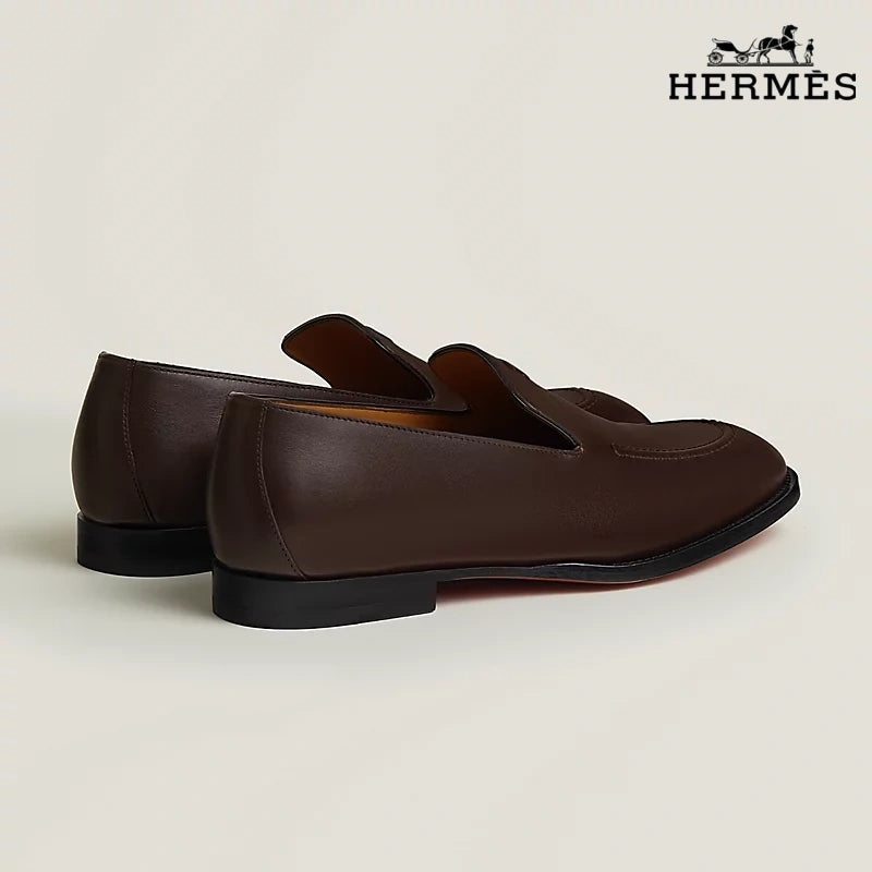 Hermès Newton Men's Dark Brown Calfskin Loafers – Classic Collection – Men's Shoe Sale