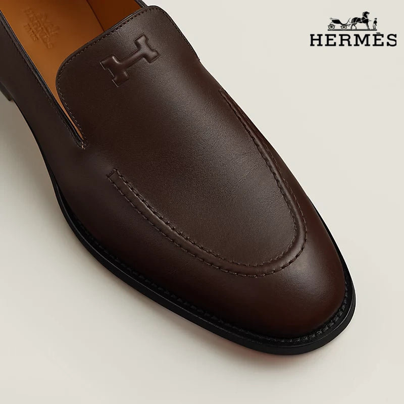 Hermès Newton Men's Dark Brown Calfskin Loafers – Classic Collection – Men's Shoe Sale