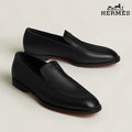 Hermès Newton Series Men's Black Box Calf Leather H Logo Loafers