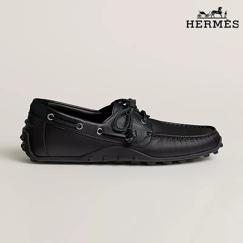 Hermès Member Series Men's Black Deerskin Driving Loafers