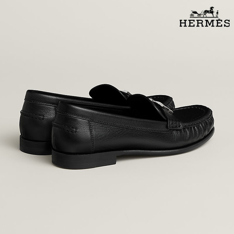 Hermès Royal Series Men's Black Calfskin Leather Loafers