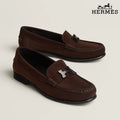 Hermès Royal Series Men's Brown Suede Leather Loafers