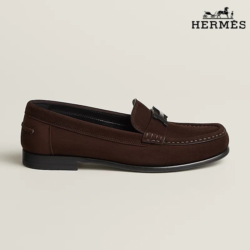 Hermès Royal Series Men's Brown Suede Leather Loafers