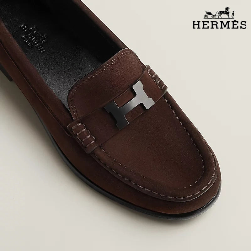 Hermès Royal Series Men's Brown Suede Leather Loafers