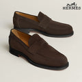 Hermès Sagan Series Suede Penny Loafers "Dark Brown"