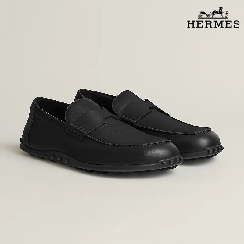 Hermès Trip Series Leather Penny Loafers "Black"