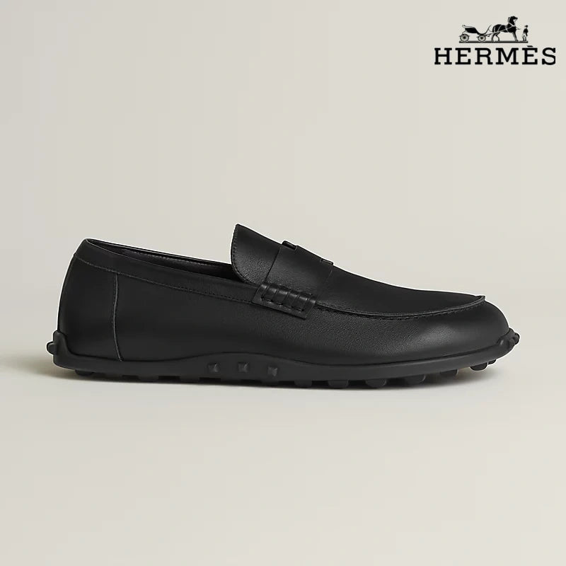 Hermès Trip Series Leather Penny Loafers "Black"