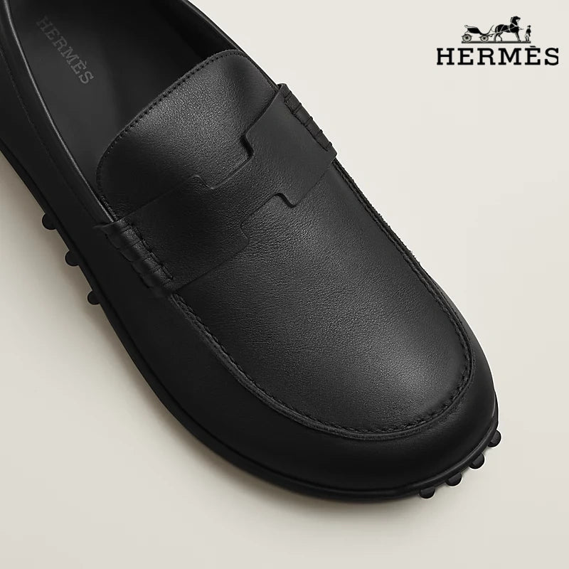 Hermès Trip Series Leather Penny Loafers "Black"