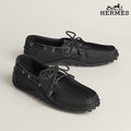 Hermès Trip Series Grained Leather Boat Shoes "Black"