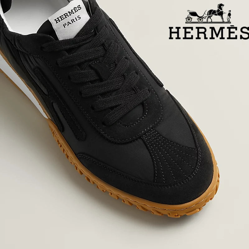 Hermès Jet Sneaker "All Black" Technical Fabric Suede Leather Men Retro Sneakers