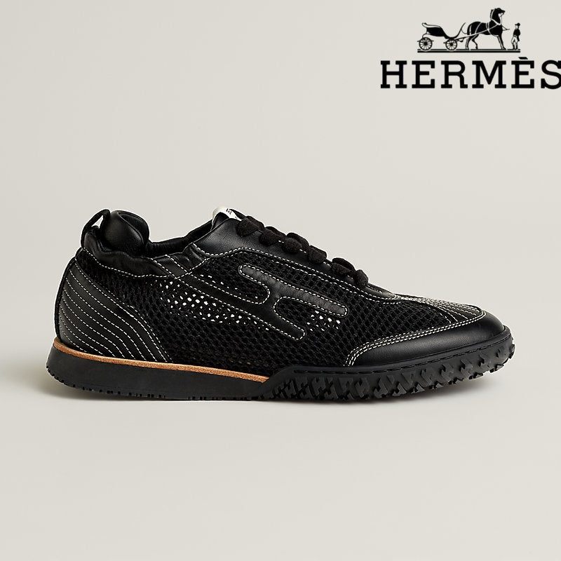 Hermès Jet Sneaker "Black" Mesh & Calfskin Leather Men Retro Sneakers