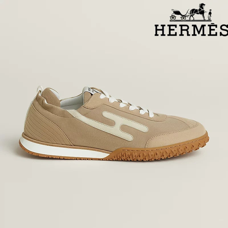 Hermès Jet Sneaker "Beige" Suede Technical Fabric Men Retro Sneakers