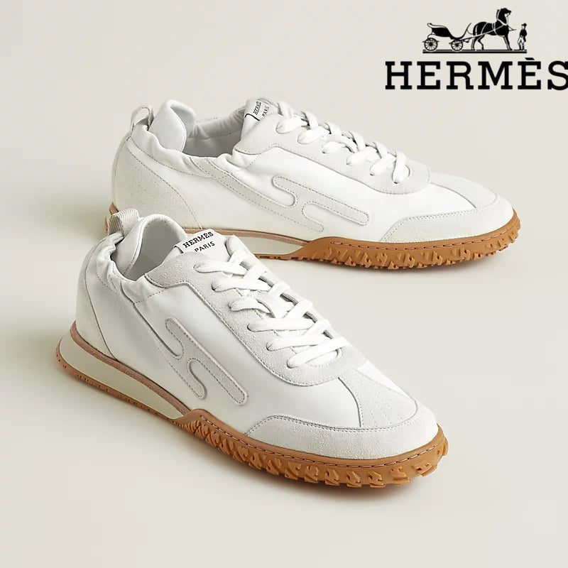 Hermès Jet Sneaker "White" Leather Suede Men Retro Sneakers