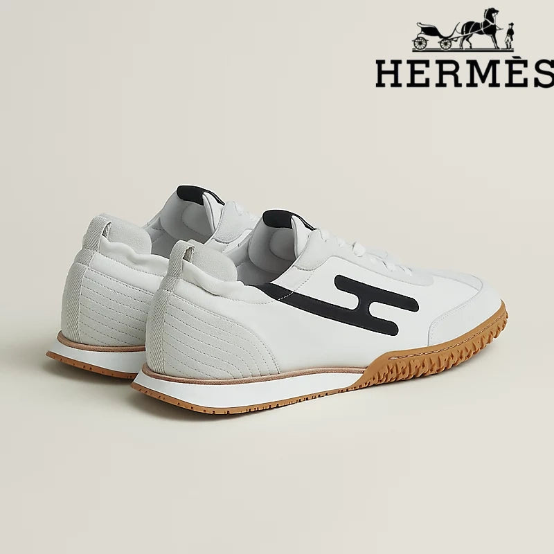 Hermès Jet Sneaker "White & Black" Leather Suede Men Retro Sneakers