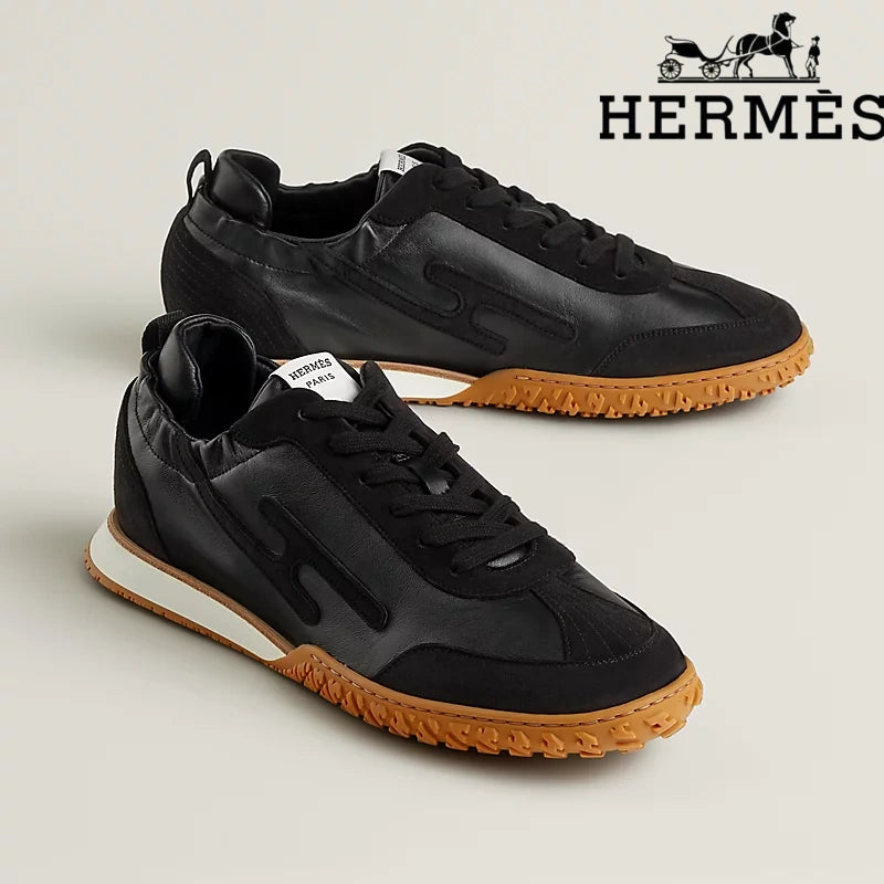Hermès Jet Sneaker "Black" Leather Suede Men Retro Sneakers