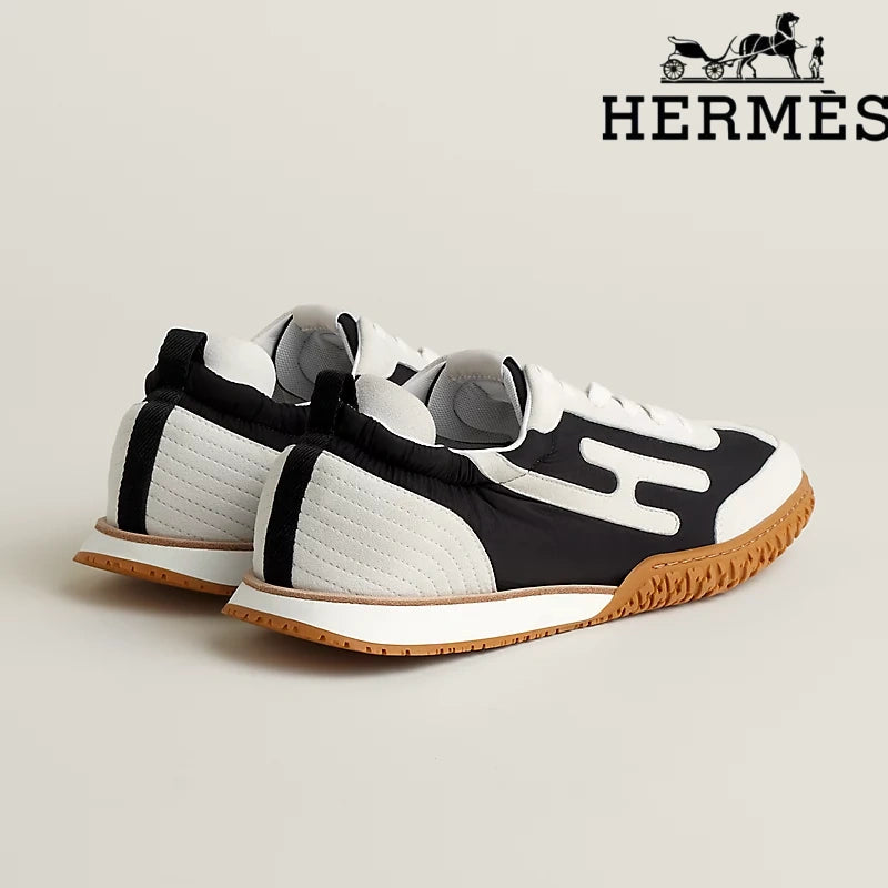Hermès Jet Sneaker "Black And White" Nubuck Leather Men Retro Sneakers