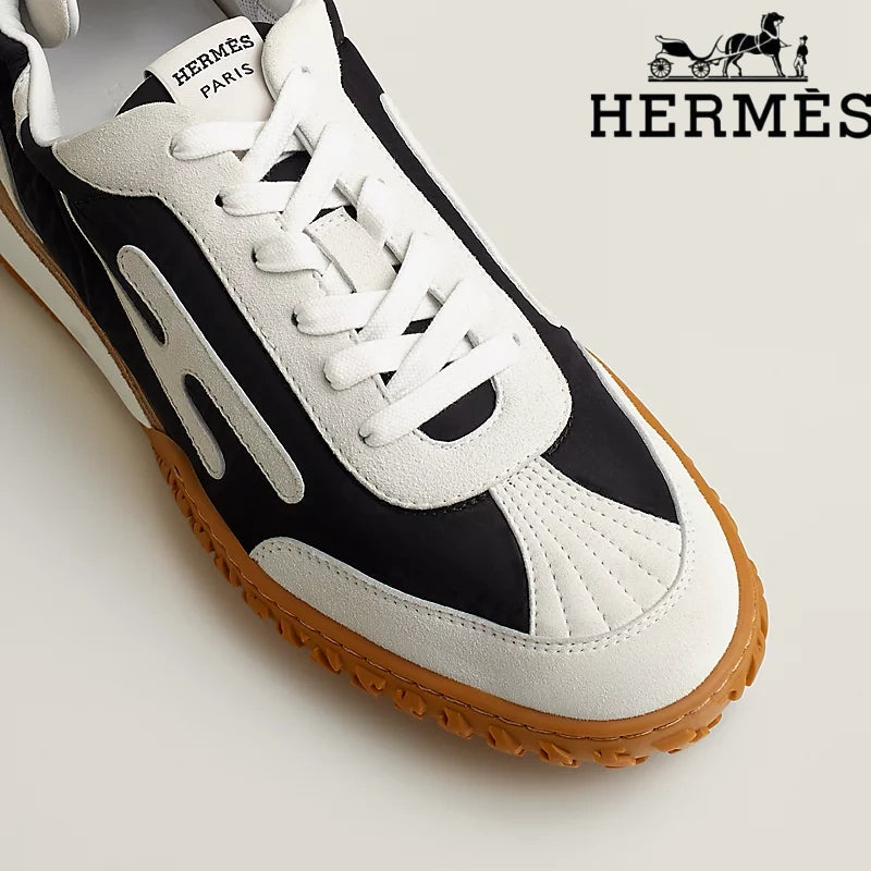 Hermès Jet Sneaker "Black And White" Nubuck Leather Men Retro Sneakers