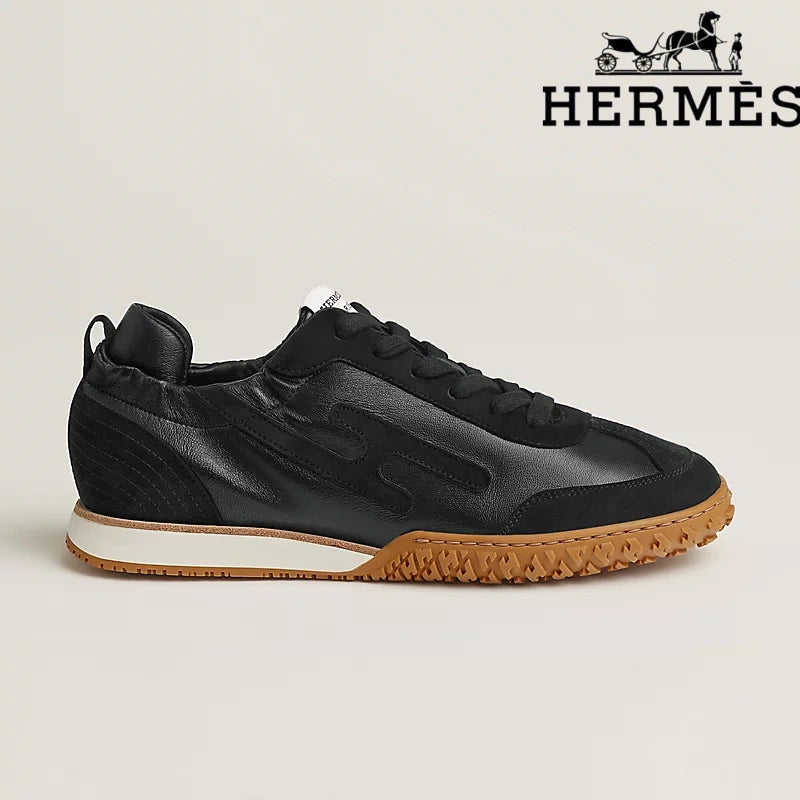 Hermès Jet Sneaker "Black" Leather Nubuck Men Retro Sneakers