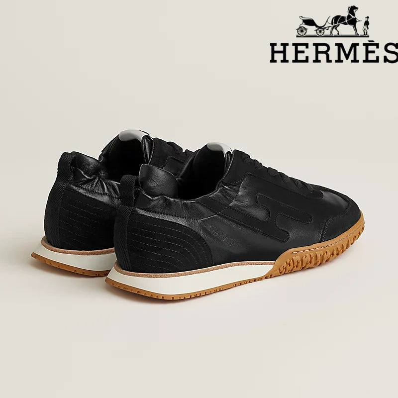 Hermès Jet Sneaker "Black" Leather Nubuck Men Retro Sneakers