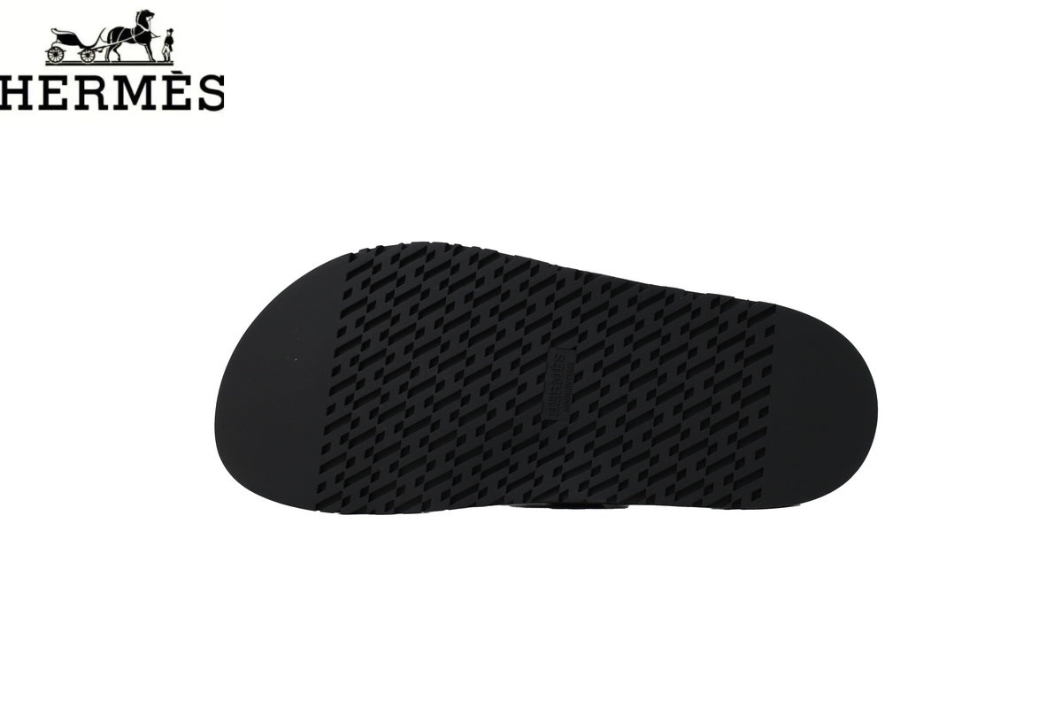 Hermès Empire Series Leather Thong Sandals "Black"