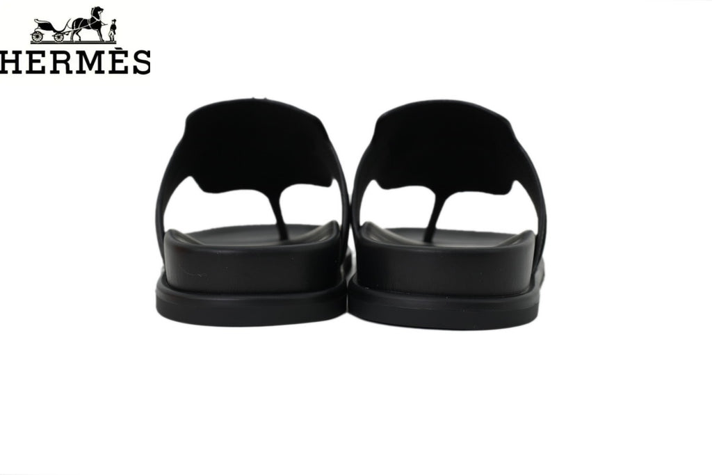 Hermès Empire Series Leather Thong Sandals "Black"