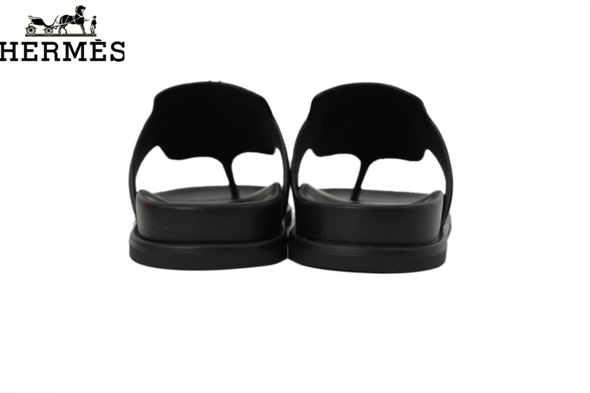 Hermès Empire Series Leather Thong Sandals "Black"