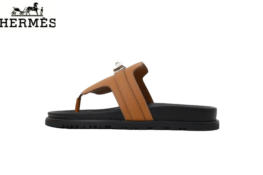 Hermès Empire Series Leather Thong Sandals "Brown"