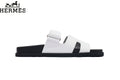 Hermès Chypre Adjustable Strap Leather Slide Sandals "White"