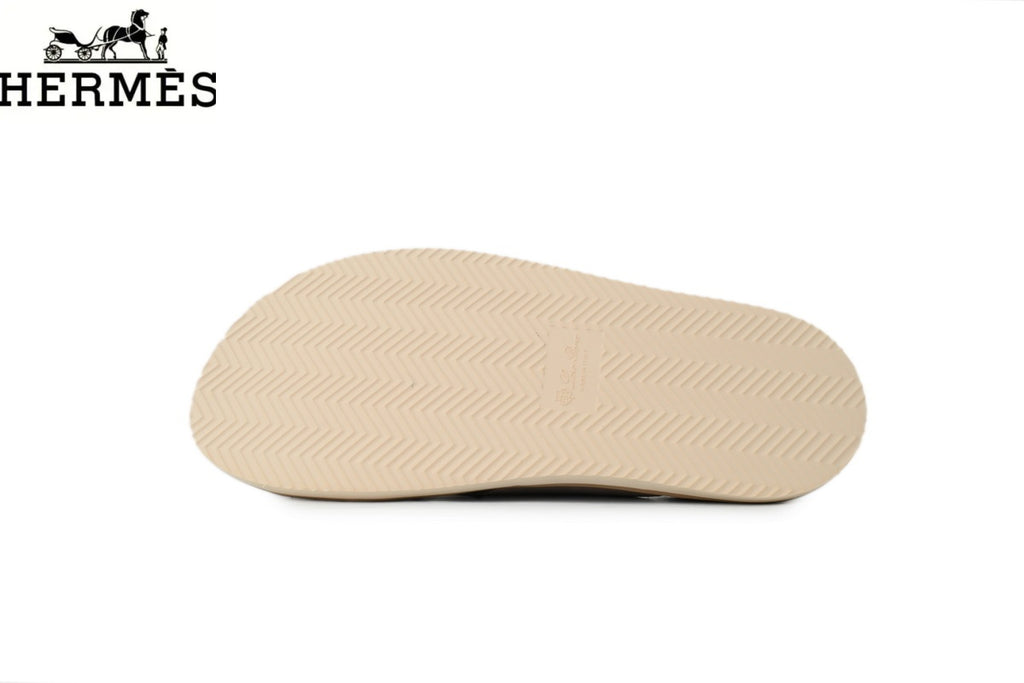 Loro Piana Cross Band Suede Slide Sandals "Light Taupe"