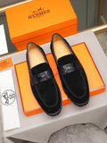 Hermès Trait Loafer "Black" Suede Leather Men Thick Sole Loafers