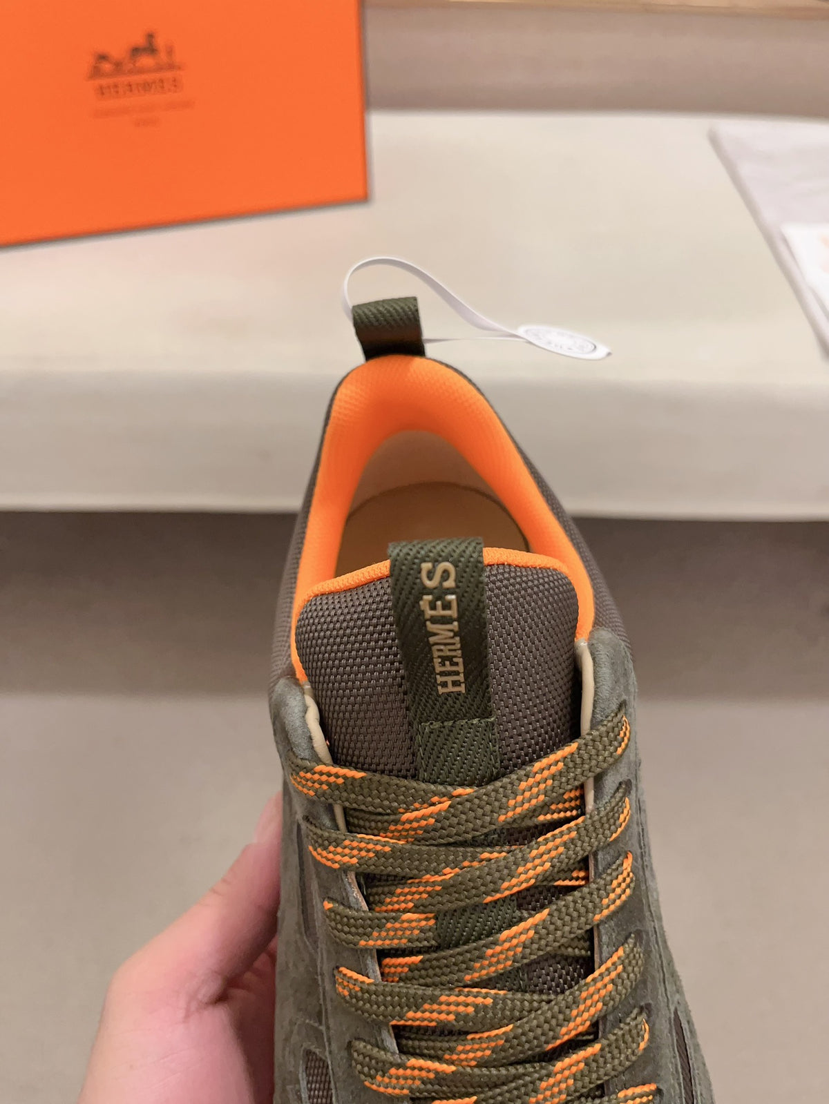 Hermès Trail Sneaker "Olive Green" Suede Mesh Men Outdoor Sneakers