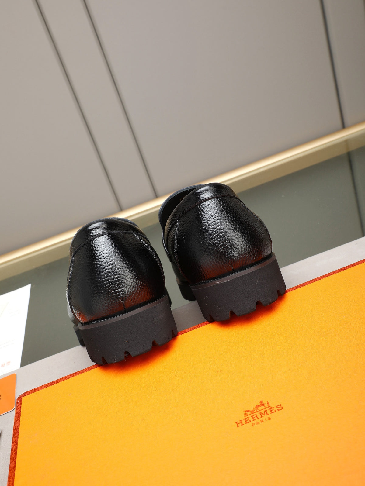 Hermès Trait Loafer "Black" Grain Leather Men Thick Sole Loafers