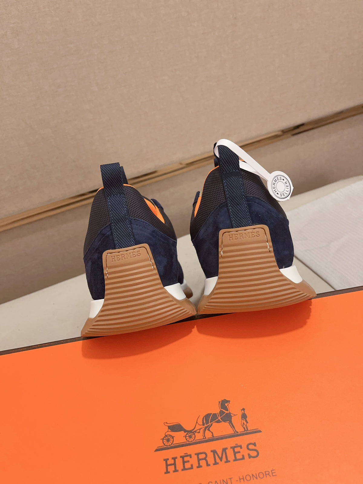Hermès Trail Sneaker "Navy Blue" Suede Mesh Men Outdoor Sneakers