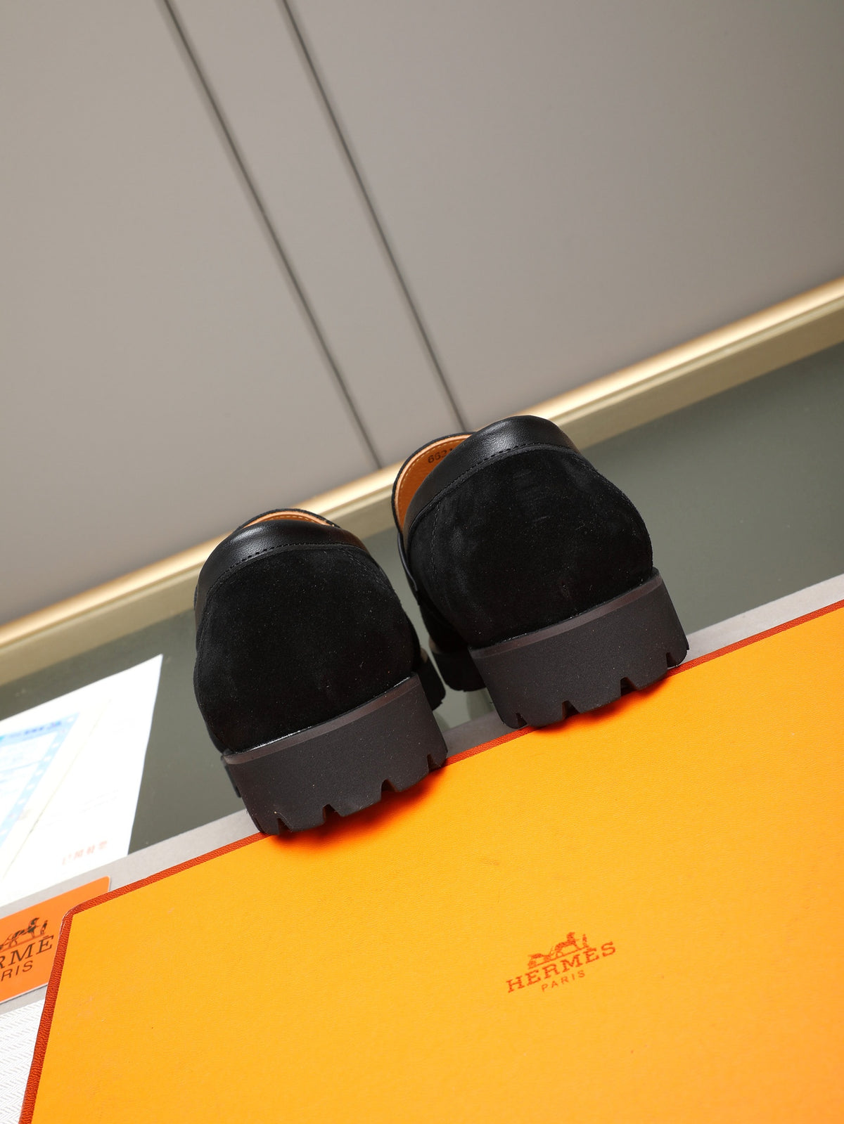 Hermès Trait Loafer "Black" Suede Leather Men Thick Sole Loafers