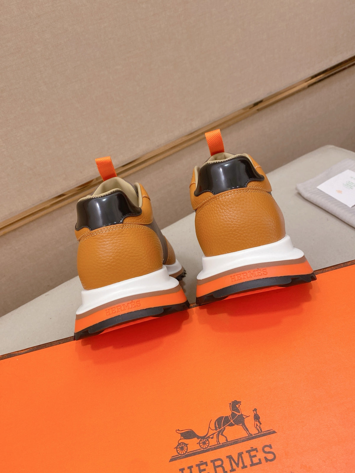 Hermès Trail Sneaker "Tan" Leather Mesh Men Casual Sneakers