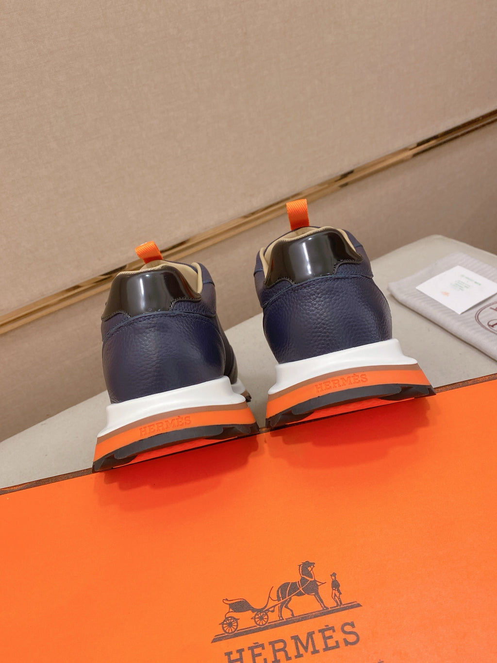 Hermès Trail Sneaker "Navy Blue" Leather Mesh Men Casual Sneakers