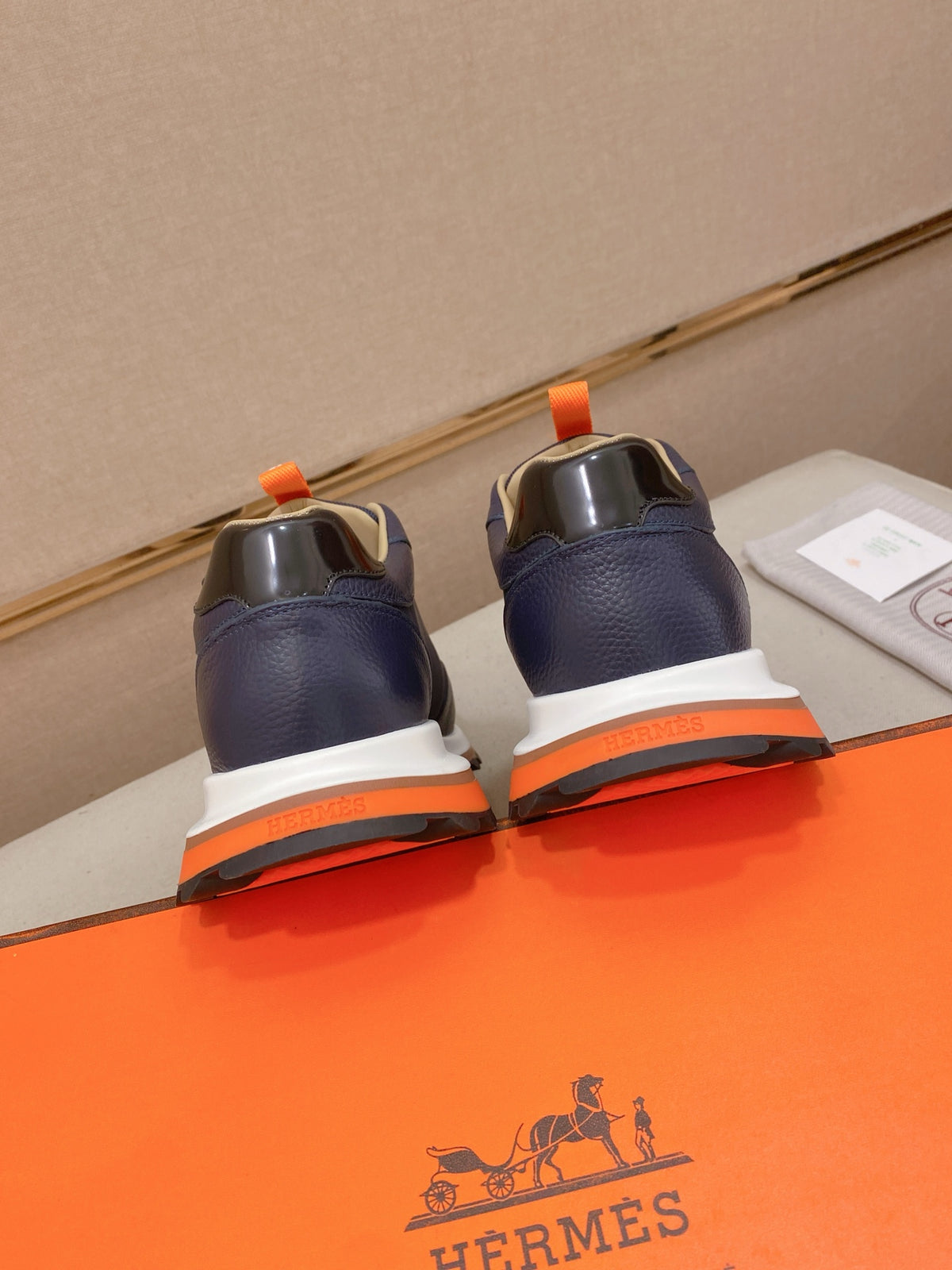 Hermès Trail Sneaker "Navy Blue" Leather Mesh Men Casual Sneakers