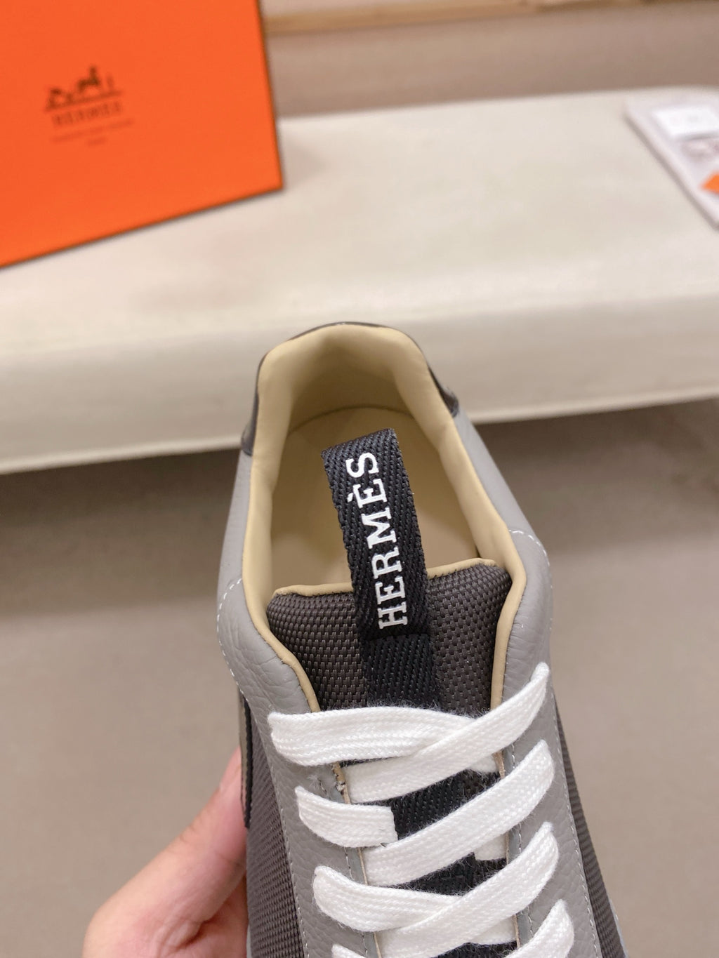 Hermès Trail Sneaker "Grey" Leather Mesh Men Casual Sneakers