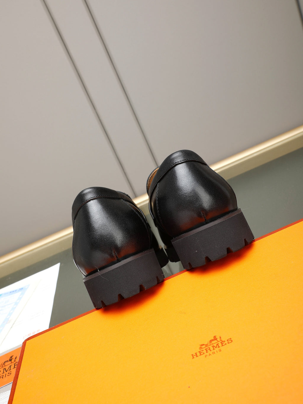 Hermès Trait Loafer "Black" Smooth Leather Men Thick Sole Loafers