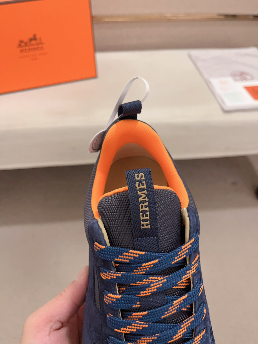 Hermès Trail Sneaker "Navy Blue" Suede Mesh Men Outdoor Sneakers